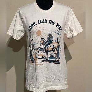 Ladies Spiritual Western White Graphic T-Shirt Size M